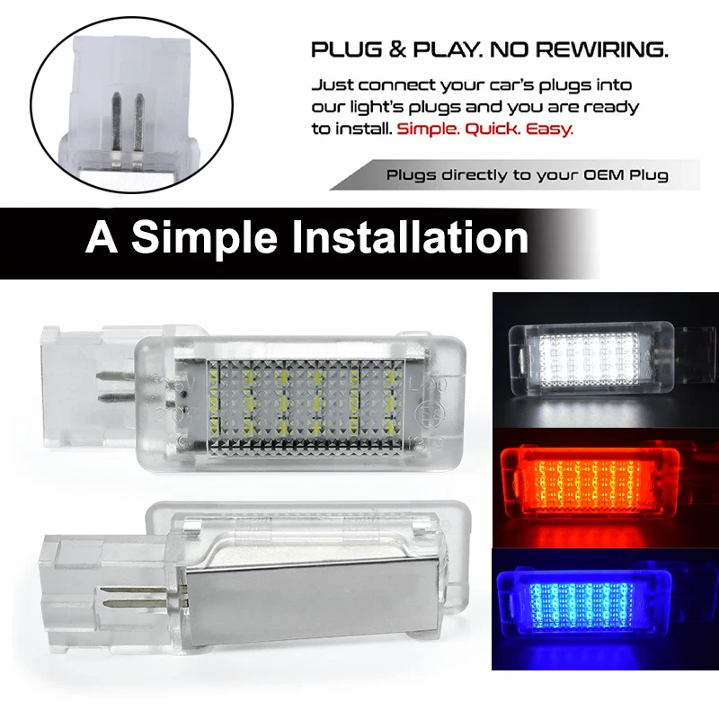 Lampe de boîte d'isotbox de bagages à LED, lumière de plancher pour Seat Alhambra Ateca Skoda Superb Rine VW Golf Passat Jetta Polo Sharan Caddy, 2 pièces