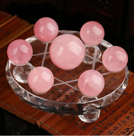 

New Arrival!!!Natural Rose Quartz Crystal Balls Seven Star Array Reiki Chakra Energy Meditation Yoga Healing