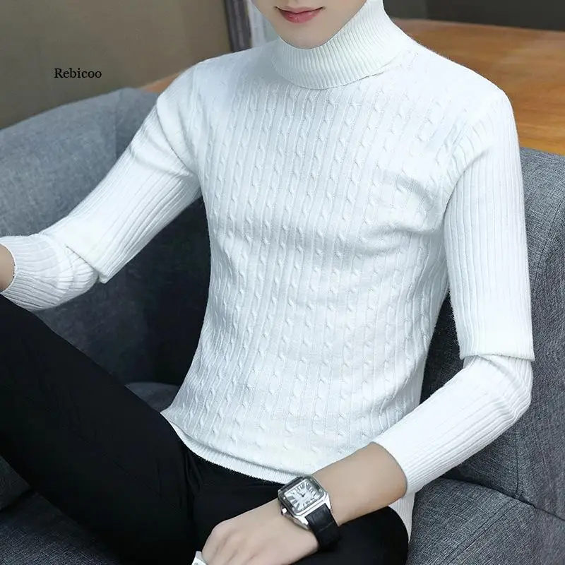 

Winter Warm Turtleneck Sweater Men Fashion Christmas Sweaters Knitted Mens Sweaters Casual Trendy Male Slim Fit Pullover