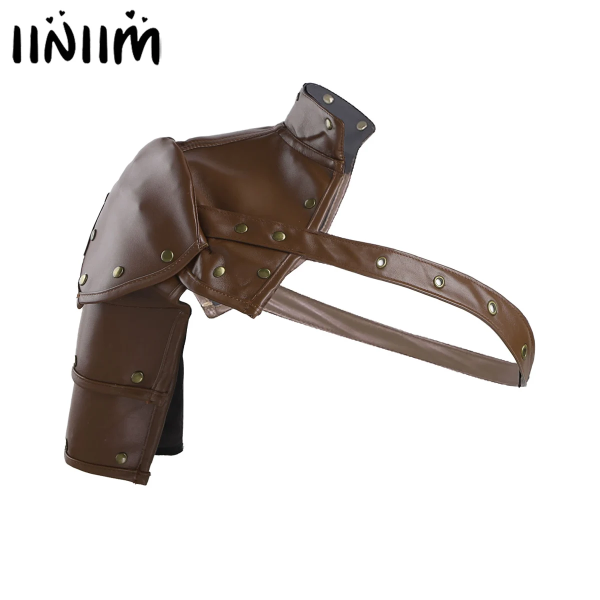 iiniim Gothic Steampunk Style Faux Leather Clubwear Rivets Single Shoulder Armor Body Chest Harness Cosplay Costume Accessories