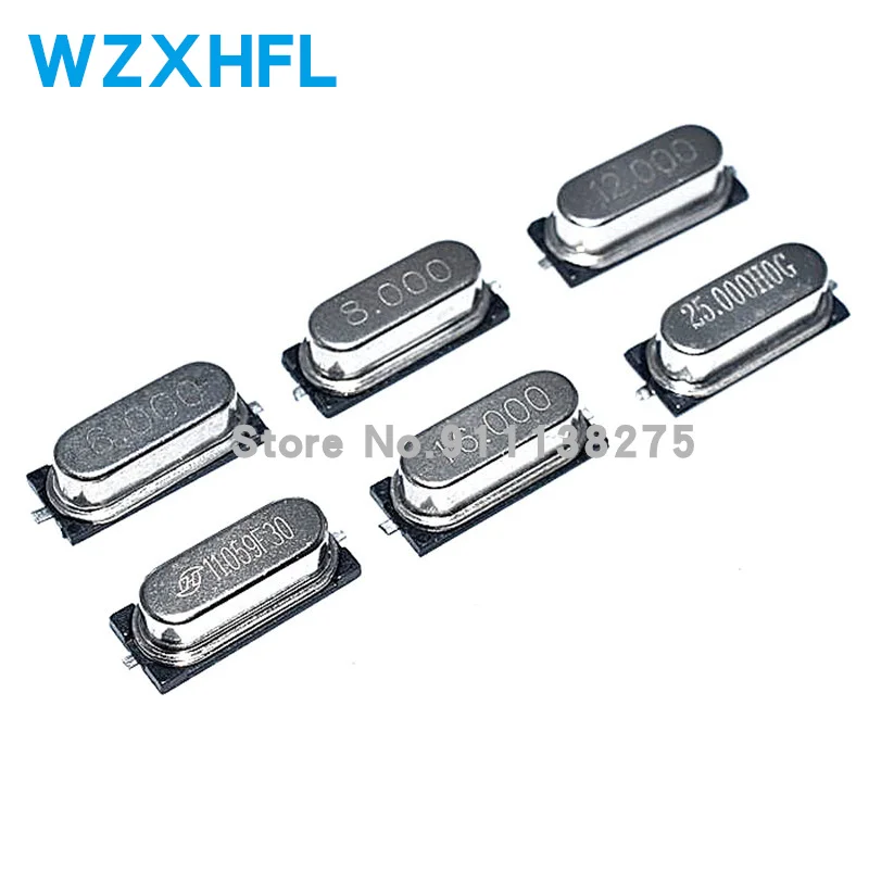 10pcs HC-49 SMD Passive Crystal Oscillator ±20ppm 20PF 13.56/14.318/14.7456/16/18.432/20/22.1184/24/24.576/25/26/27/27.12/30MHz