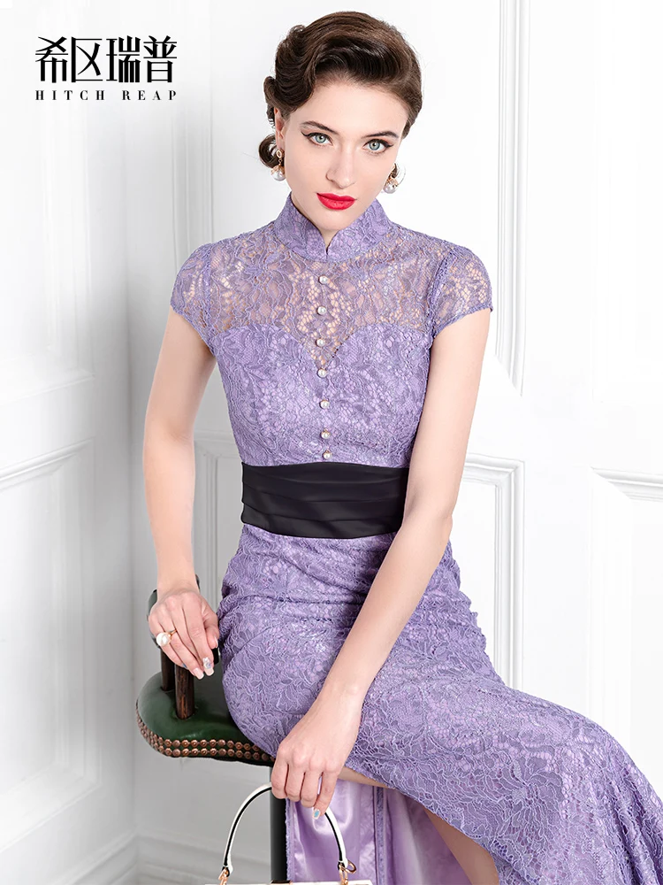 High End Temperament Modified Cheongsam Dress New Summer Lace Banquet Dress For Women