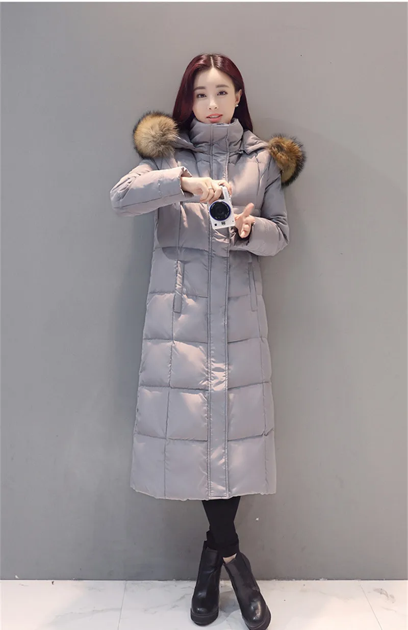 

Quality High Women 2023 White Duck Down Jacket Warm Winter Coat Female Fur Collar Parka Slim Jackets Abrigo Mujer WXF288 s