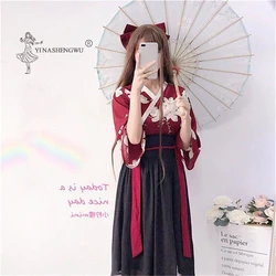 Kimonos Floral Japanese Style Kawaii Girls Yukata Summer Top Skirts Outfits Women Vintage Party Dress Haori Robe Asian Clothes