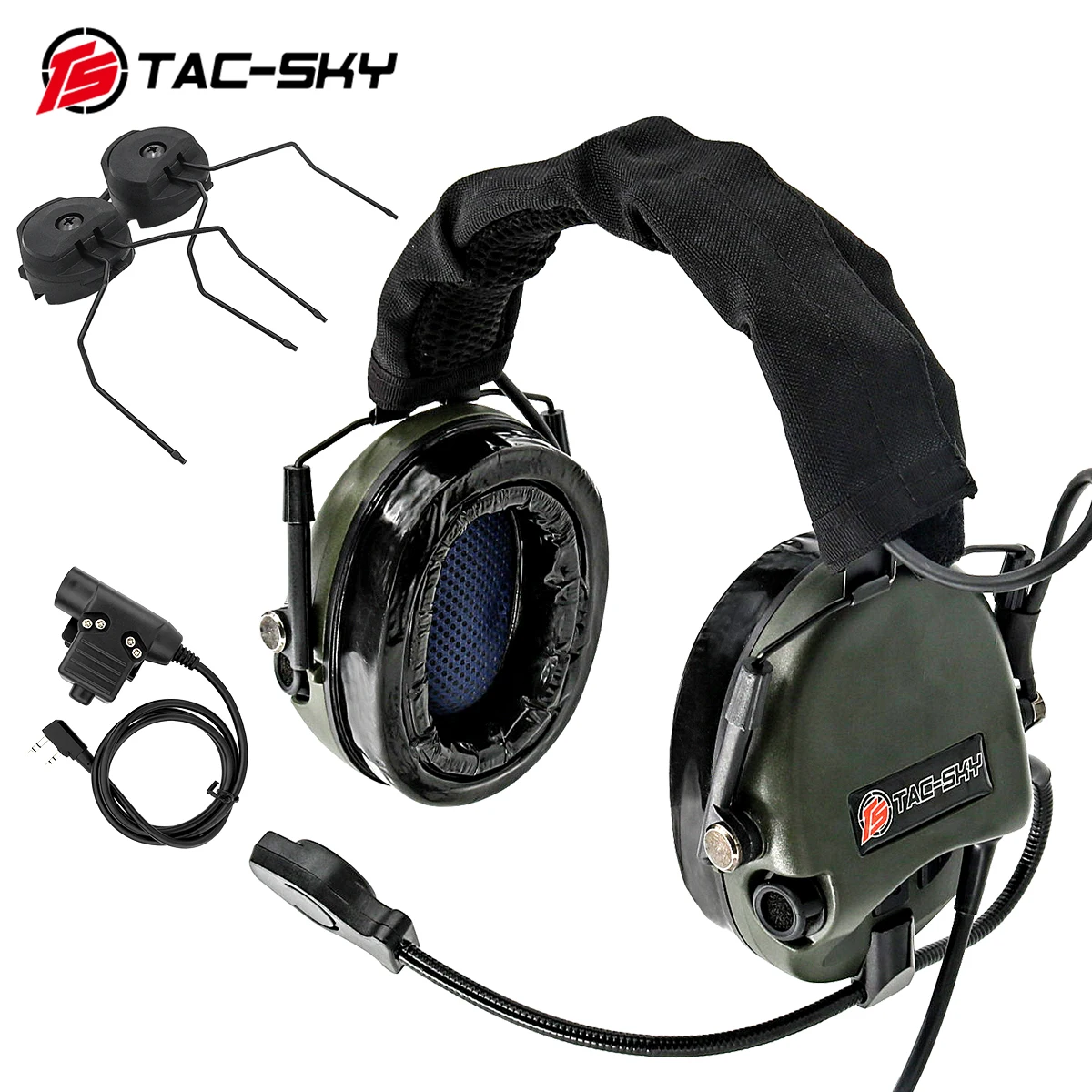 TAC-SKY Tactical Electronic Noise Cancelling Silicone Earmuffs TEA Hi-Threat 1 Outdoor Airsoft Shooting Headphones-FG