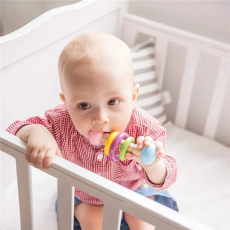 Baby Wooden Toys Rattles for Toddler Newborn Xmas Gift Grasp Play Game Teething Infant Toy Early Musical Educational Montessori