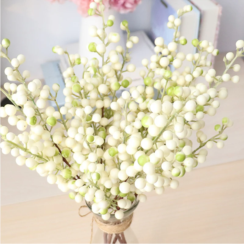 

Artificial Red Bean Foam Sticks Berries Christmas Party Wedding Decoration Home Decor Artificial Flowers Red Fruits