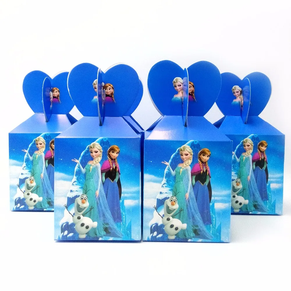 6/12/24/36 Disney Frozen Paper Candy Box Cartoon Happy Birthday Decoration Theme Party Supplies Children's Party Supplies