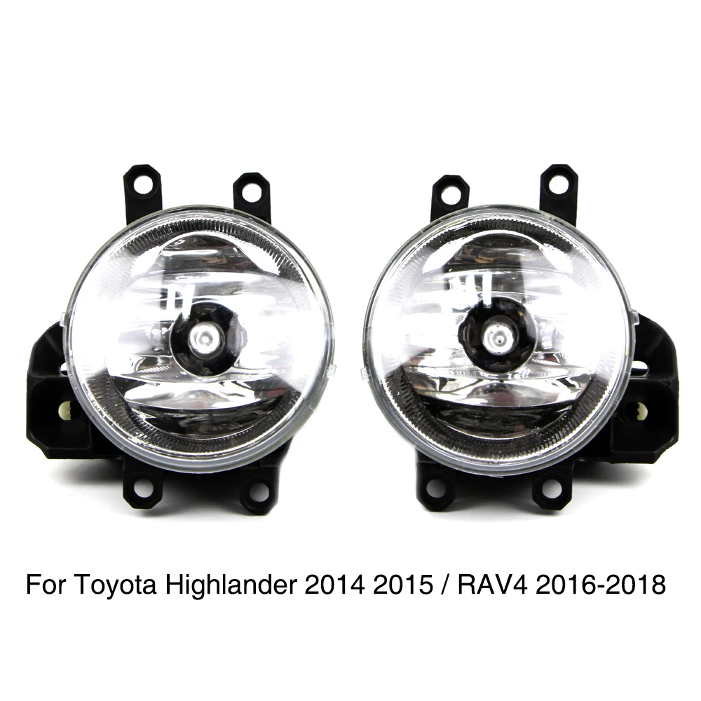 Front Bumper Fog Light for Toyota Highlander 2014-2018 / RAV4 2016 2017 2018 2019 2020 2021 Fog Lamp Bulb H16 Clear Lens 19W