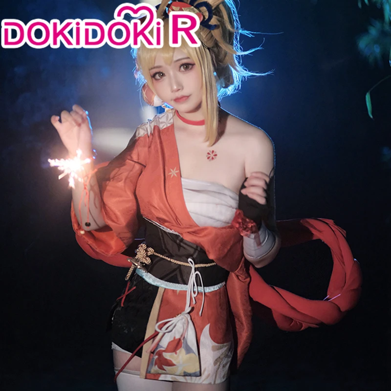 Yoimiya Cosplay Game Genshin Impact Cosplay DokiDoki-R Halloween Cosplay Costume Genshin Impact Yoimiya Cosplay PLUS SIZE