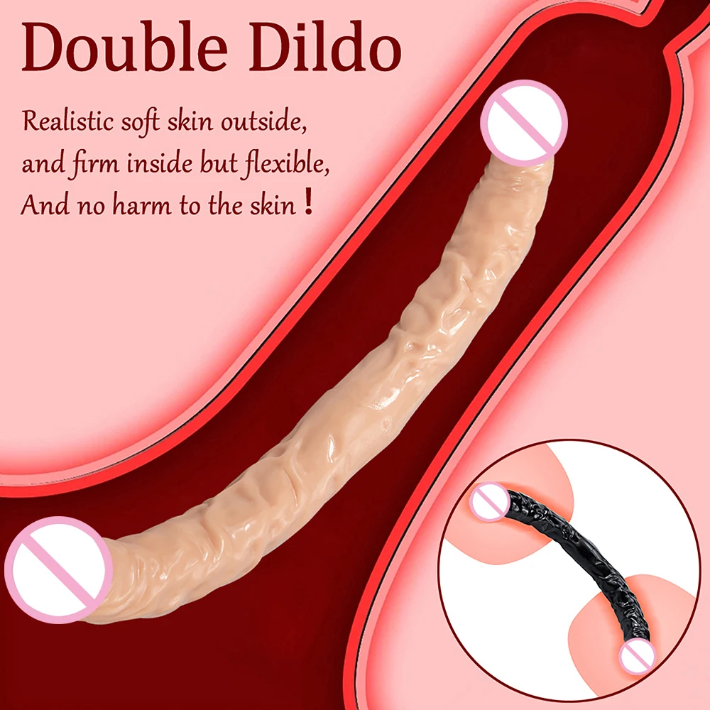 Overlength Flexible Double Dildos Double-End Penis Realistic Dual Phallus Long Dick Stimulate Vagina and Anus Sex Toys for Women