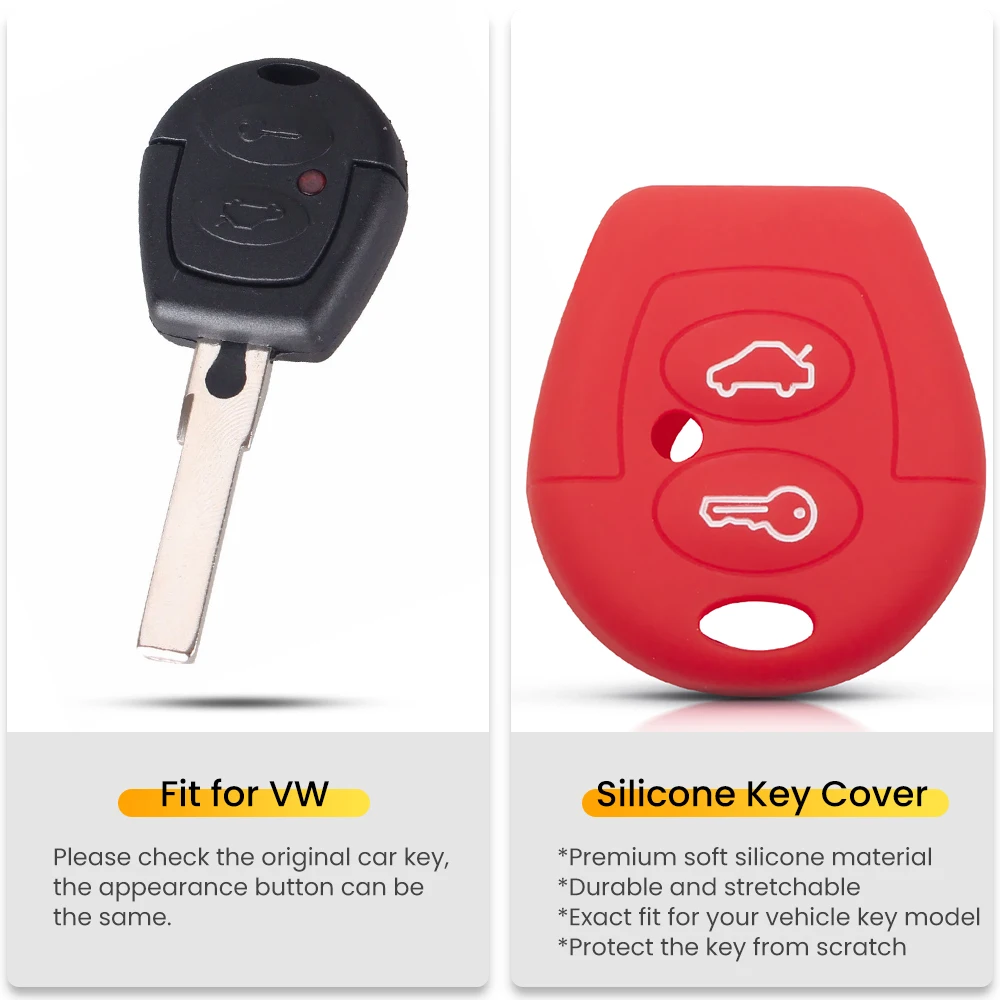 KEYYOU Silicone Key Case Cover For For VW Polo Golf Jetta Bora Sharan For Seat Ibiza Leon 2 Buttons Car Protector Key Fob Shell