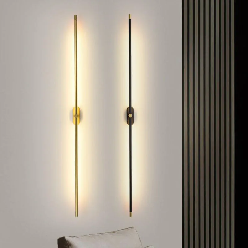 Modern simple linear tube LED wall lamp up down background opposite wall light LED bedside foyer corridor black gold LED sconce