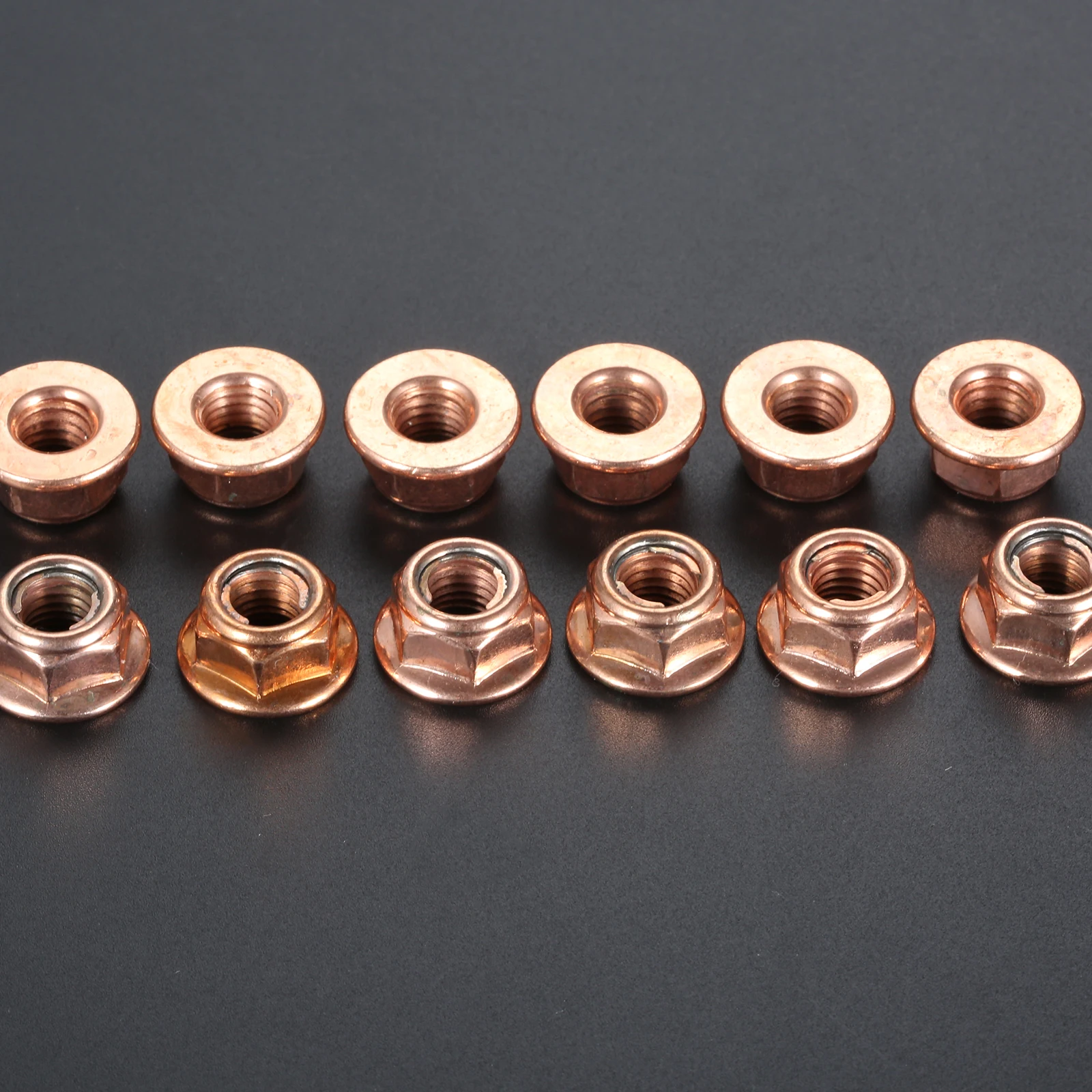 12Pcs M8 Copper Exhaust Nut for BMW 3 Series E30 Head Stud Lock Nuts Copper Bolt Screw M8 Turbo Exhaust Stud Hex Nut A1201420072