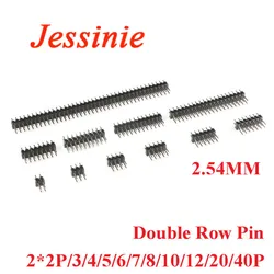 10pcs/lot Double Row Pin Male 2.54mm Pitch Pin Header Connector Strip 2x2P 2x2P 2x3P 2x4P 2x5P 2x6P 2x8P 2x10P 2x12P 2x20P 2x40P