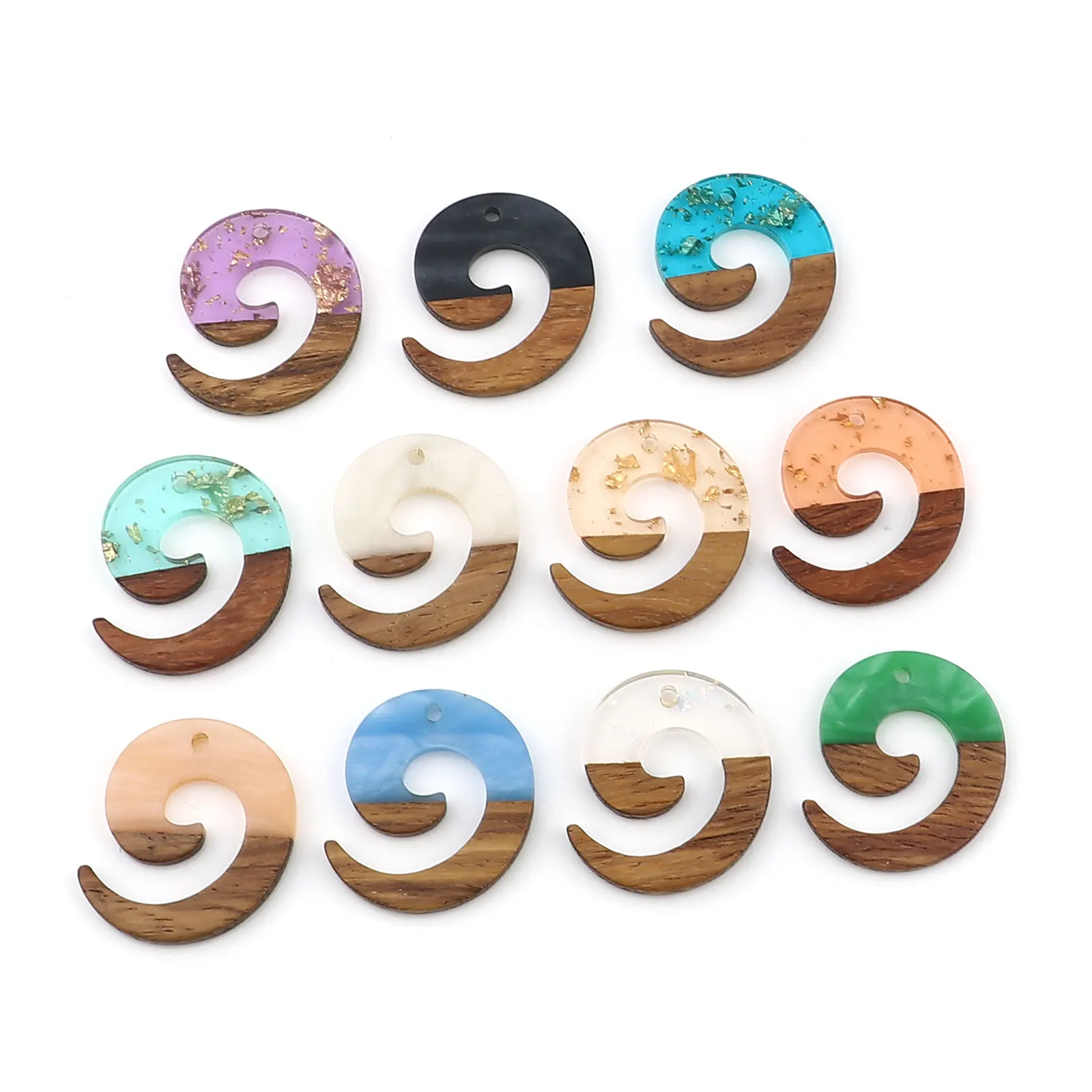 3pcs Handamde Resin Pendants Natural Wood Effect Swirl Multicolor Charms For Women DIY Making Earrings Necklace Jewelry 28x24mm