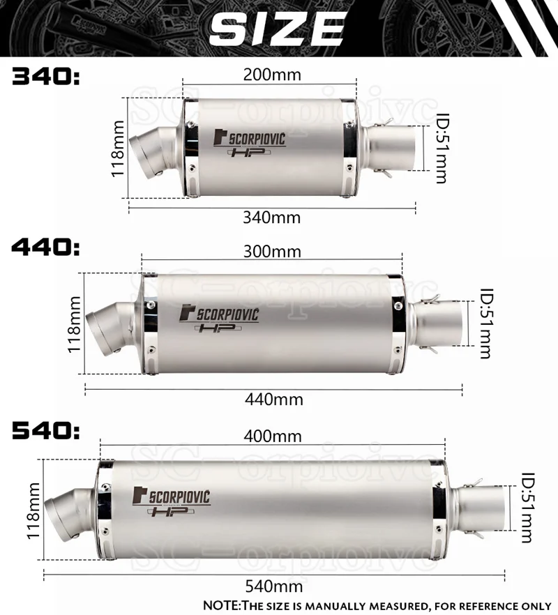 Universal Motorcycle Exhaust Muffler Left Right Side Escape Moto with DB Killer for nmax tmax Ninja 400 250 F800GS GSR750 R3 R25