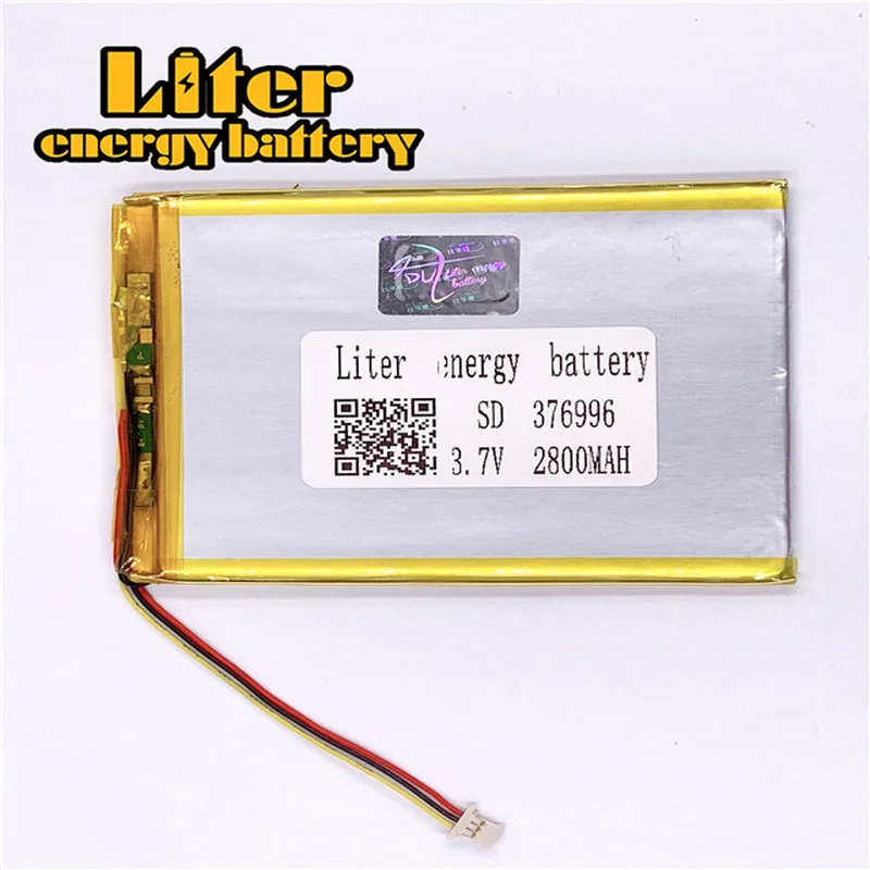 1.0MM 3pin connector 376996 2800mah 3.7V flat rechargeable pure 3.7v lipo battery lithium Tablet PC Battery