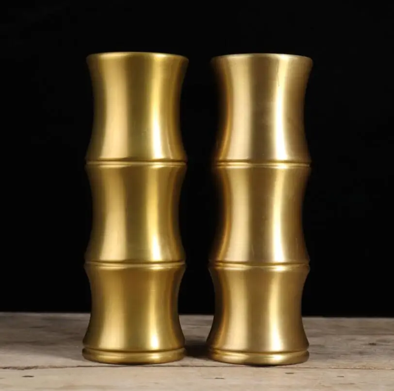 

Seiko brass bamboo Pen holder vase crafts statue A pair