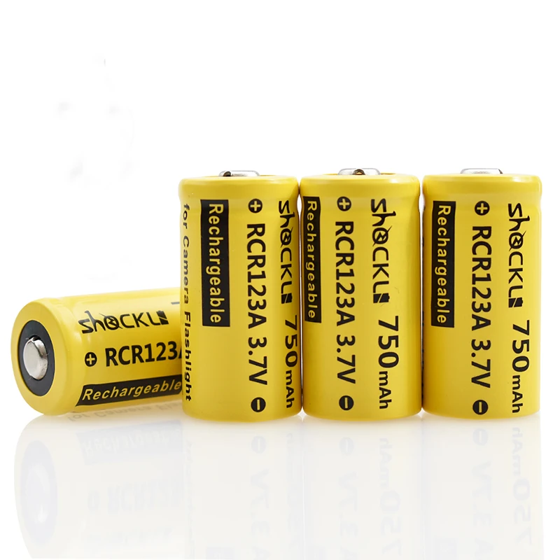 Shockli RCR 123 16340 750mAh 3.7V Li-ion Rechargeable Battery Lithium Batteries for  Arlo HD Camera , flashlights, laser pen