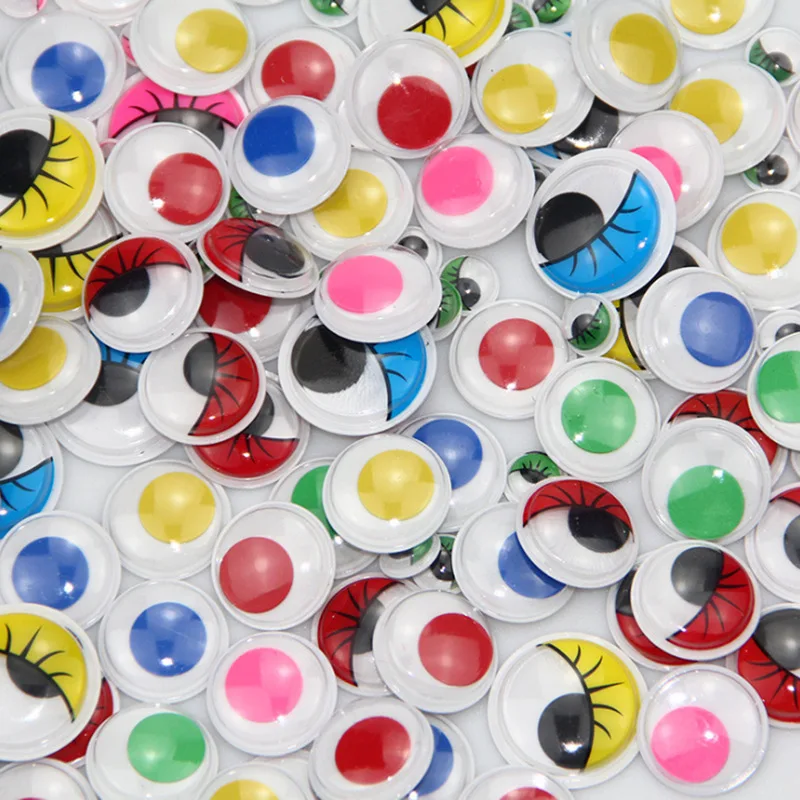 100pcs Eyes For Toys Doll Accessories Multicolor Self-adhesive Plastic Safety Doll  8mm 12mm 15mm Eyeball DIY Funny Toy Eyes