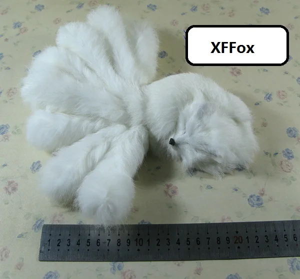 new cute real life white fox model plastic&furs simulation nine-tail sleeping fox gift about 25x8x5cm xf2376