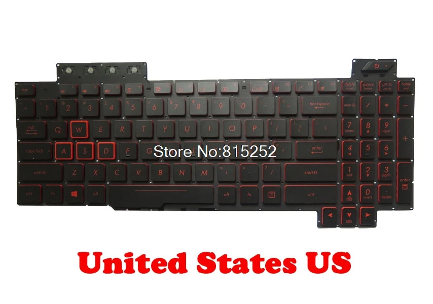 Laptop Keyboard For ASUSFX505G FX505GT FX505GD FX505DY United States With Red Backlit Black