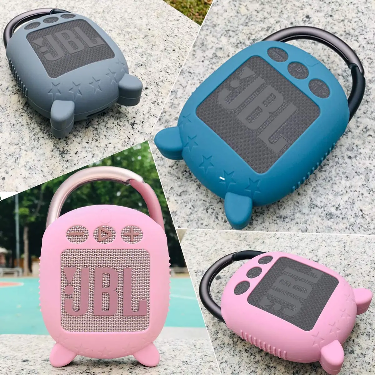 TICOSAN-funda protectora de silicona para Altavoz Bluetooth, estuche de transporte para JBL Clip 4, portátil, puede ponerse de pie y acostarse