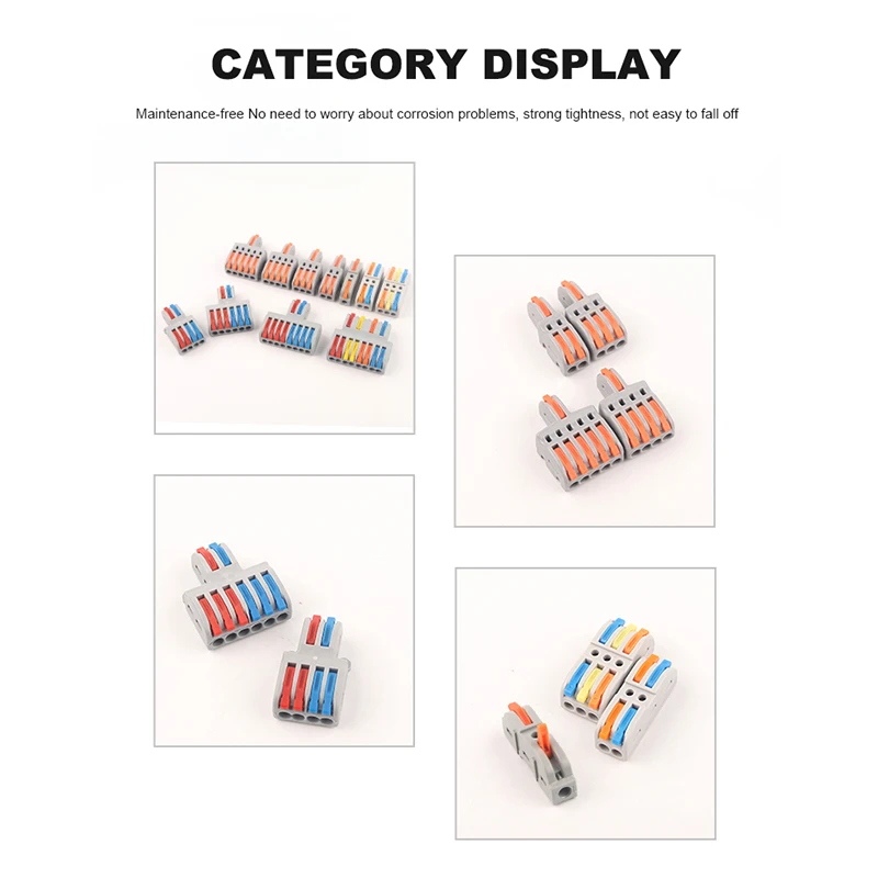 5 PCS Quick Wire Cable Connectors Universal Compact Conductor Spring Splicing Wiring Connector Push-in Splitter Terminal Block