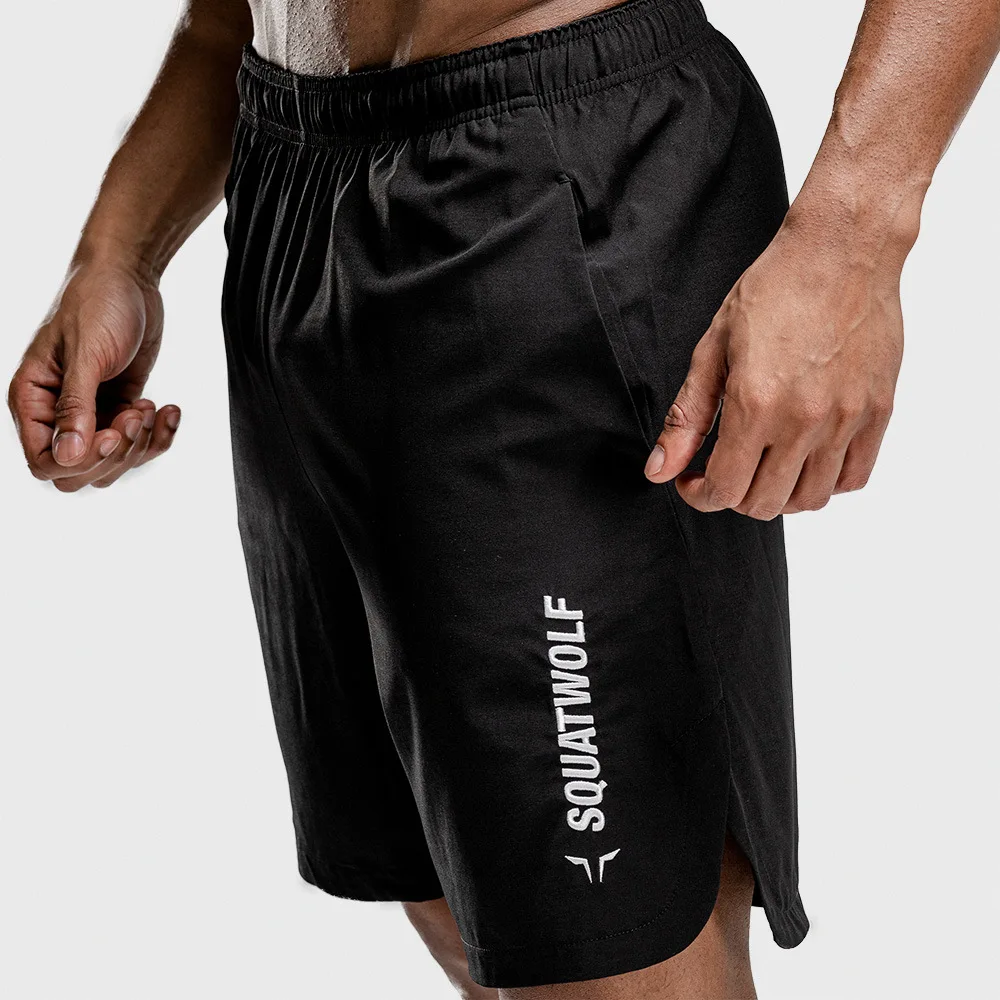 New Men Gyms Fitness Shorts Mens Summer Quick-dry Casual Embroidery Short Pants Male Jogger Workout Beach Knee Length