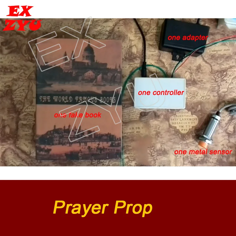 EXZYU Prayer Prop real life put hands on the book and use metal cross to touch the metal sensor to escape chamber game room