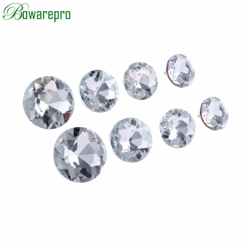 10Pcs Clear Buttons Crystal Diamond Rhinestone Round Buttons Tufting Sofa Upholstery Headboard Wedding Diamond Buckle 14/16/18mm