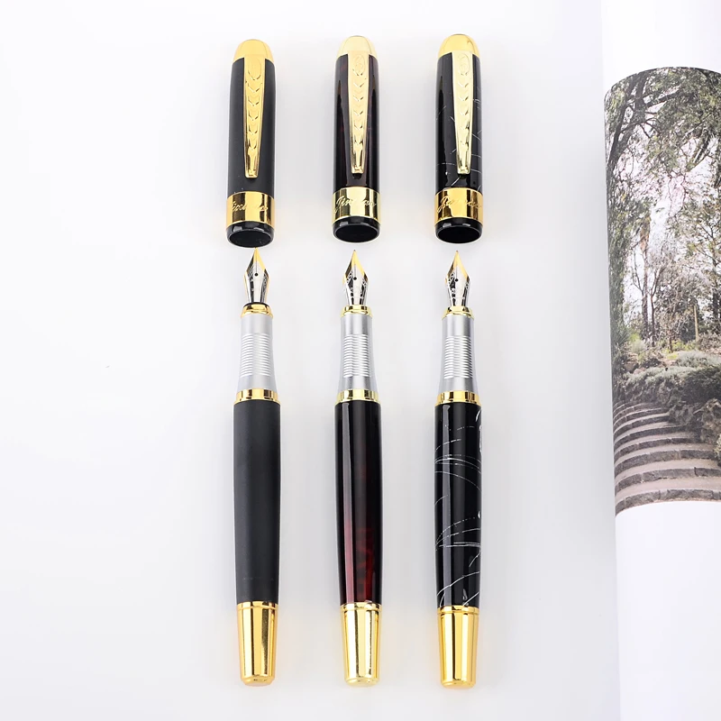 New Luxury Brand Noble Golden & Silver Stainless Fountain Pen Hot Sale Nib Gift High Quality School Office Writing Supplies