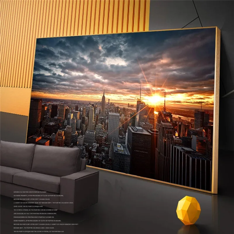 New York City Sunset View Canvas Paintings On the Wall Art Posters And Prints Skline of Manhattan Pictures Home Decor Unframed