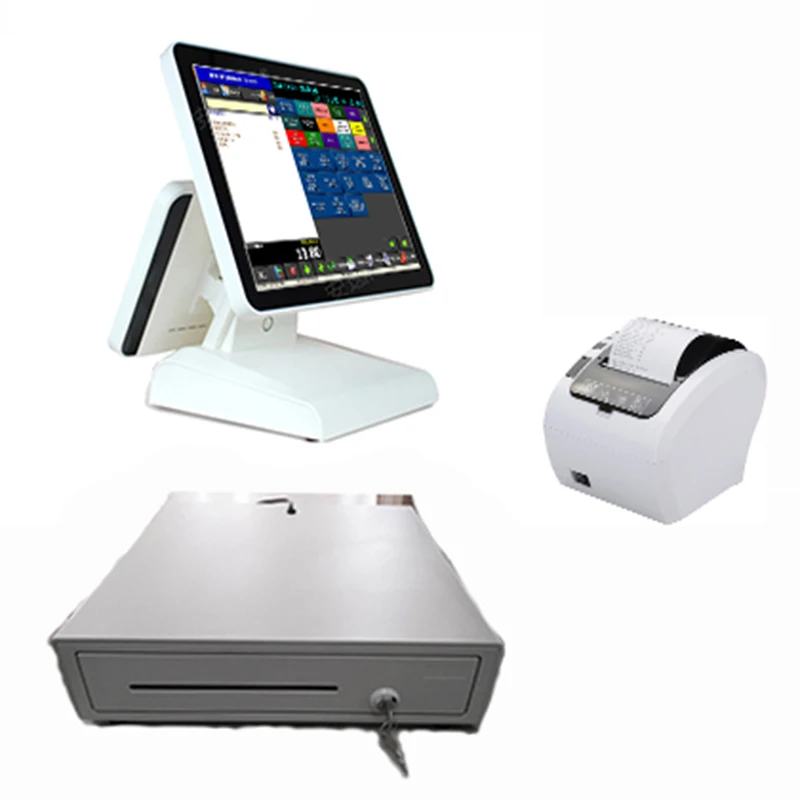 Wholesale Cheap Touch Terminal Pos all in one machine 15 inch dual screen pos system for Restaurant cash register