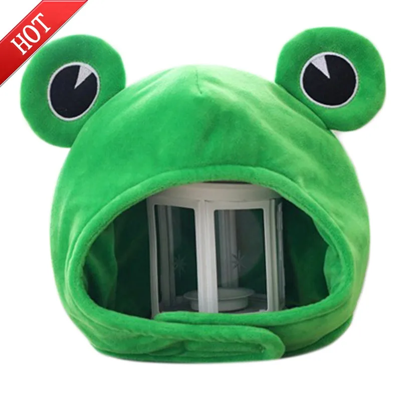 Funny Frog Eyes Cartoon Plush Hat Toy Green Headgear Cap Bunny Hat Cosplay Costume шапка лягушка