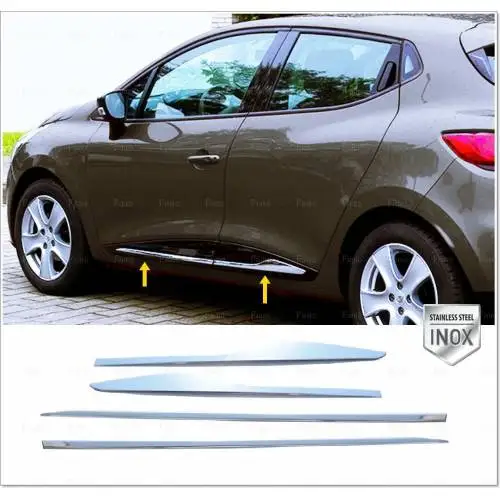 For Renault Clio 4 Chrome Side Door Trim 2012 2013 2014 2015 2016 2017 2018 Car styling 4 Pcs Auto Accessories Body Kit Sport