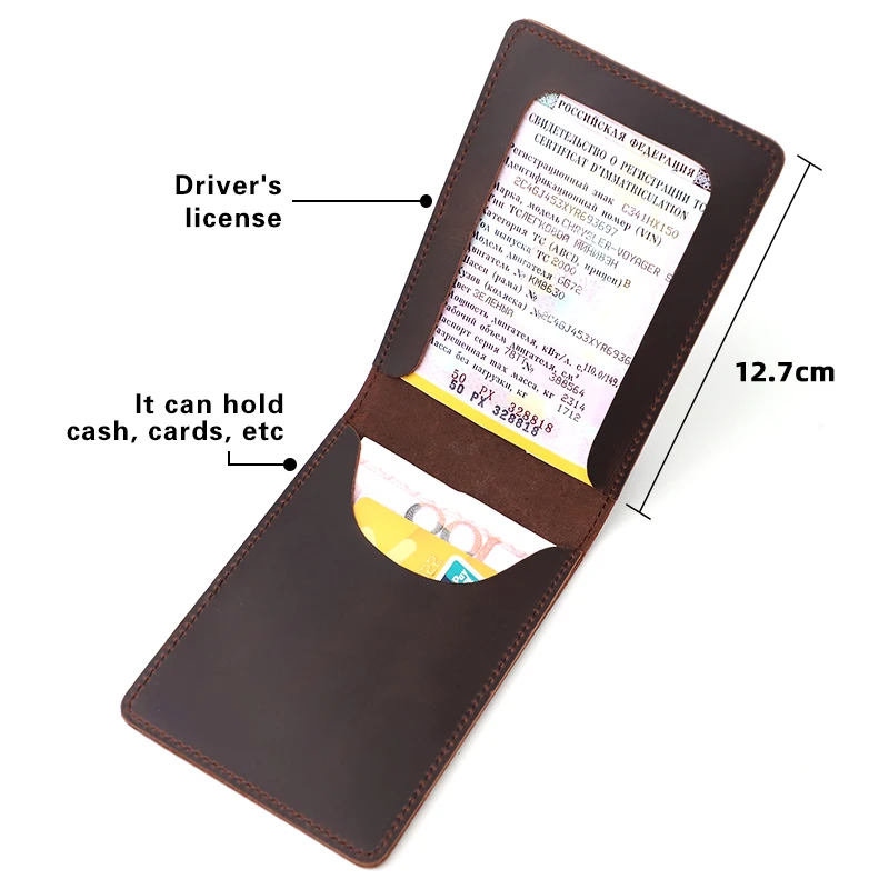 Genuine Leather Russian Driver\'s License Holder Cow Leather Cover For Car Auto Document Portable Card Slot Wallet Coin Purse