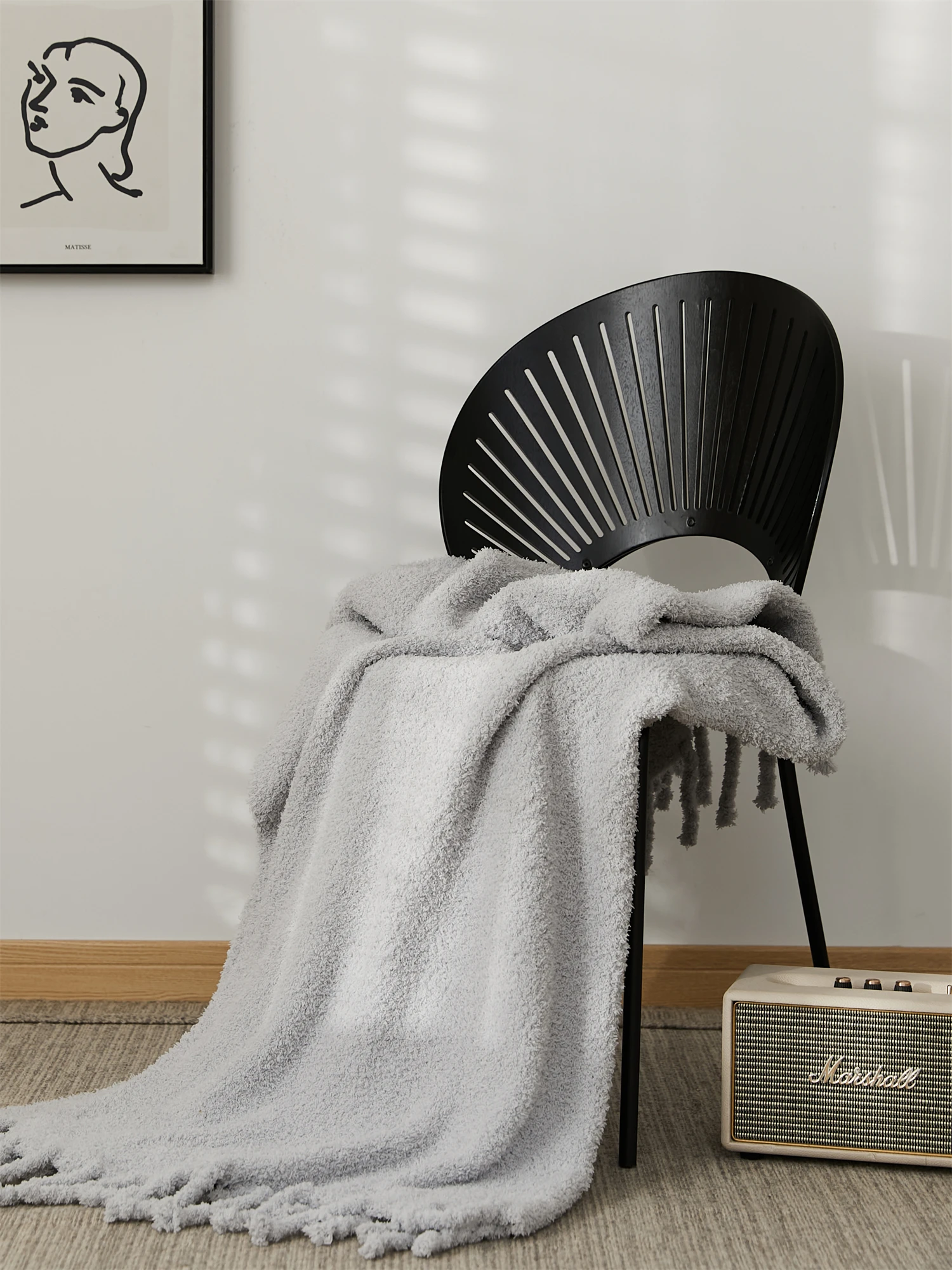 

2022 Fringes Pure White Gray Throw Blanket Fuzzy Cozy Microfiber Knitted Home Decorative Outdoor Office Bed Sofa TV Blanket