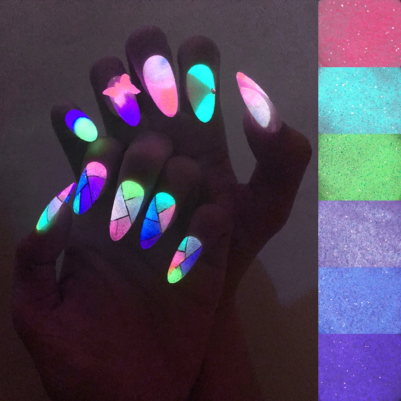 

TCT-462 Luminous Crystal Sand Glow Dark In Nail Glitter Art Decoration DIY Tumbler Crafts Accessories Festival Party Supplier