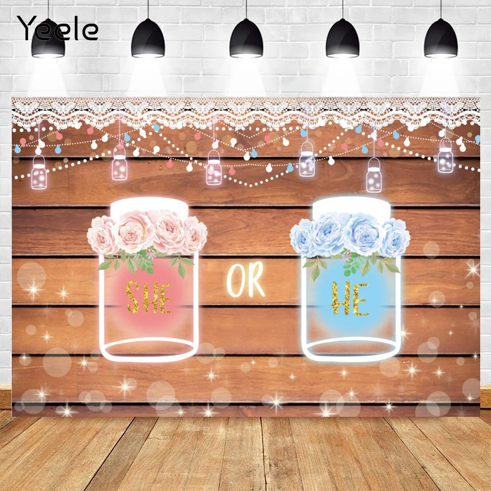 

Yeele Newborn Baby Shower Gender Reveal Wood Board Photography Backdrops Vinyl Photographic Background Photocall Photophone Prop