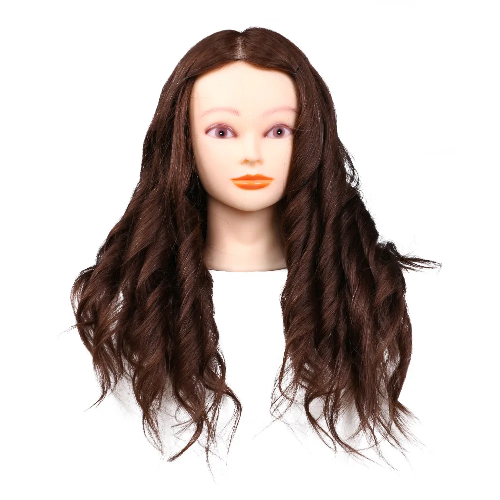 Cabeza de práctica de peluquería, modelo de muñeca para práctica de peluquería, peinado teñido, trenzado, corte rizado, cabeza de maniquí, 80% cabello humano