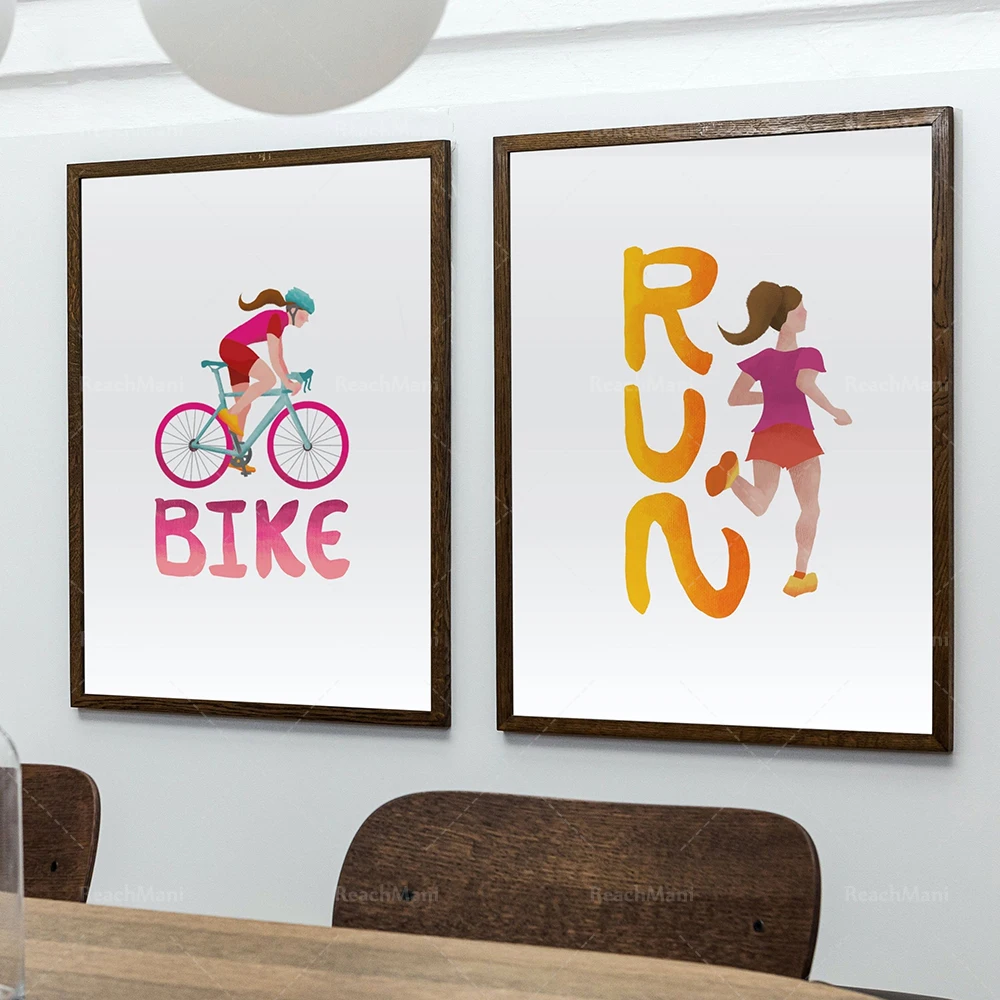 Triathlon art print, swimmer, cyclist, runner, triathlon gift, swimming bike run, triathlon print, female athlete gift poster