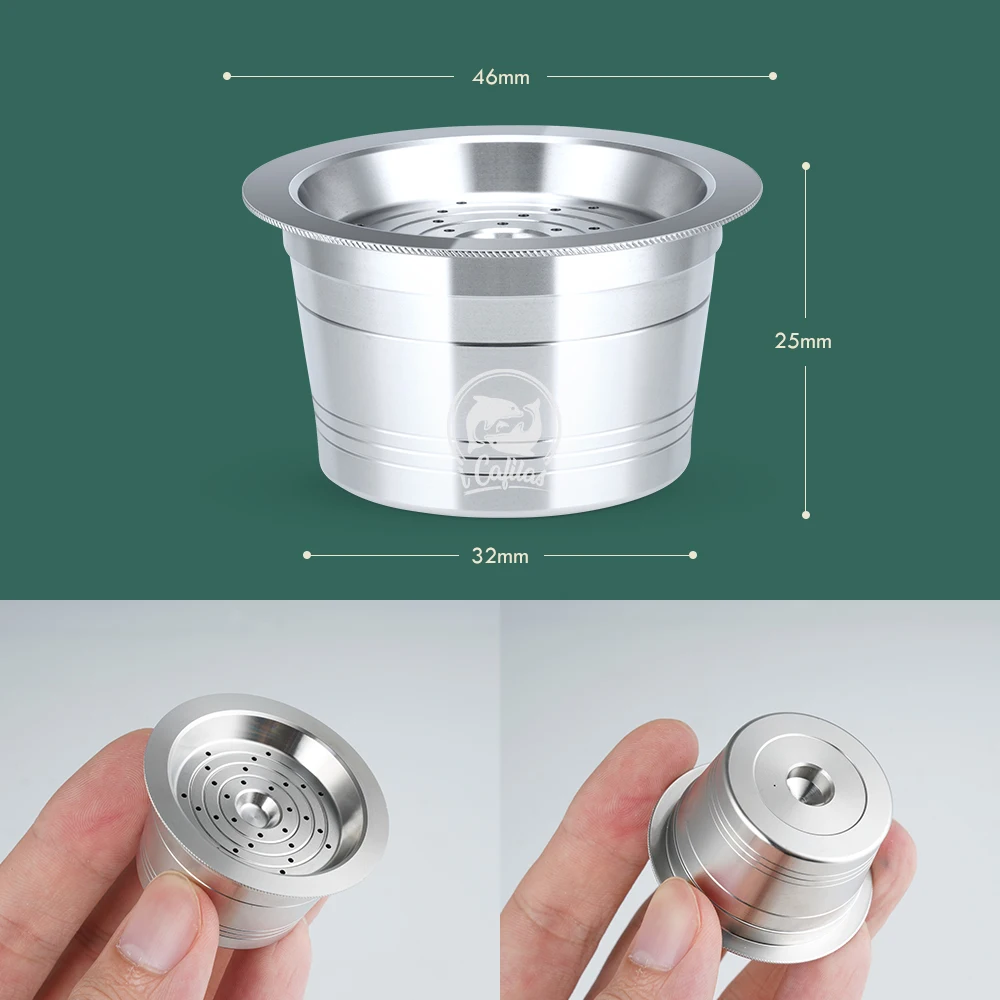 Stainless Steel Refillable Reusable Coffee Capsule Pod for Three Heart Cafissimo PURE K FEE for Caffitaly and Tchibo Machines