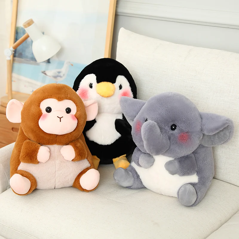 18-40cm Ball Shape Animals Stuffed Cartoon Bunny Pink Pig Monkey Elephant Penguin Hug Cuddly Plushies Toys Ferry Plush Soft Doll
