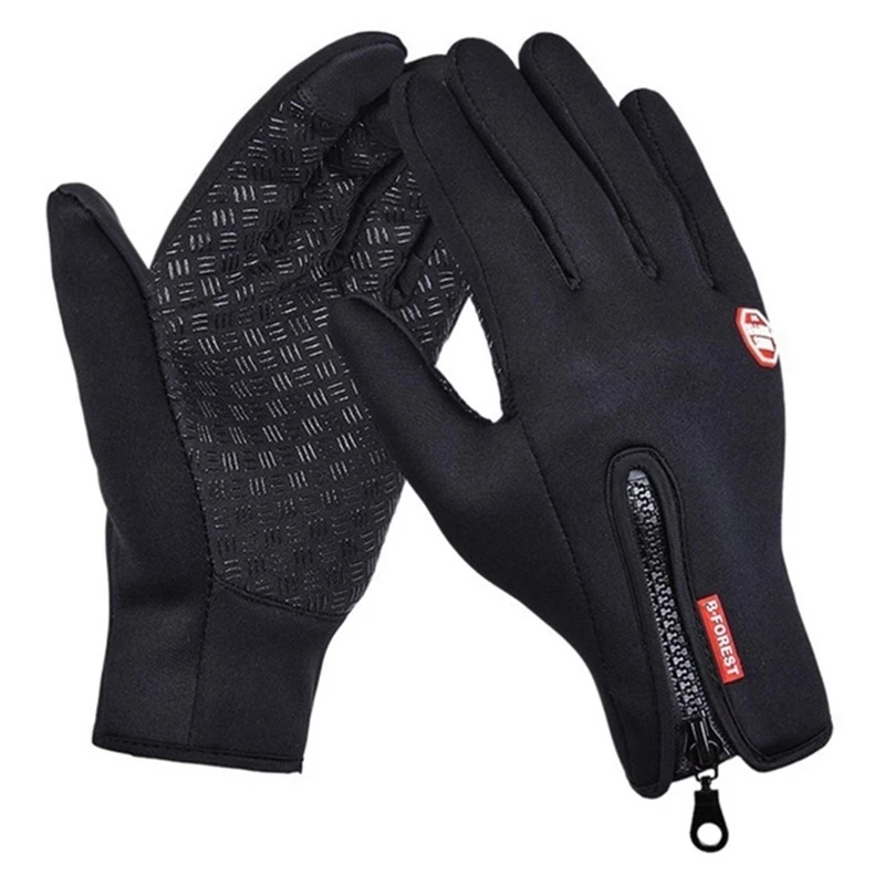 Winter Men\'s Gloves Warm Touchscreen Sport Fishing Splash-proof Skiing Cycling Snowboard Nonslip Zipper Women Gloves