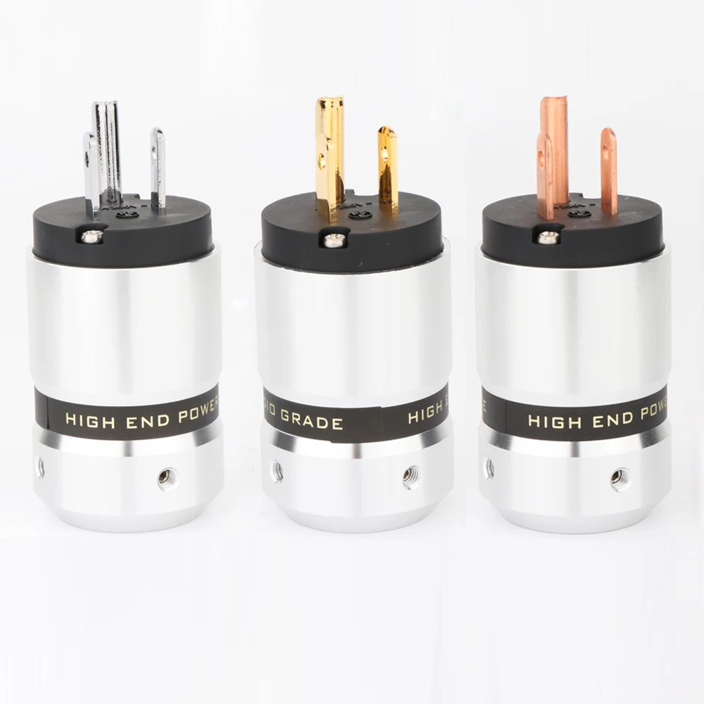 Pair Hi-End Rhodium/Gold/Red Copper Plated US Power Plug Male Plug IEC Female Plug DIY Power Cord Connector