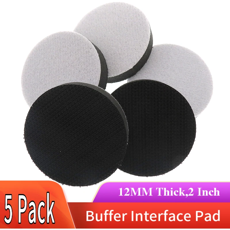 5 Pack 2 Inch 50mm Soft Sponge Interface Pad Cushion Damping Disc Buffer Protection Pad Self-adhesive Backing Plate Hook & Loop