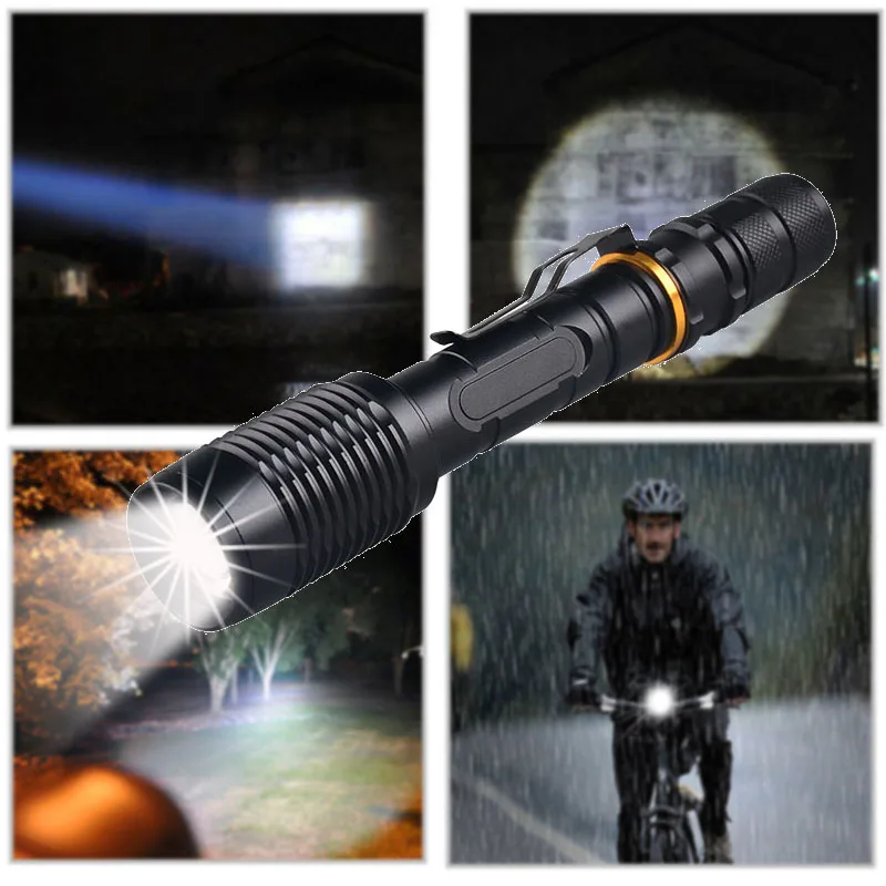 TopCom On Sale T6 LED Portable Zoom EDC Flashlight 5-Mode Tactical Hunting Flashlight Bike Light Long Distance Camping Lantern