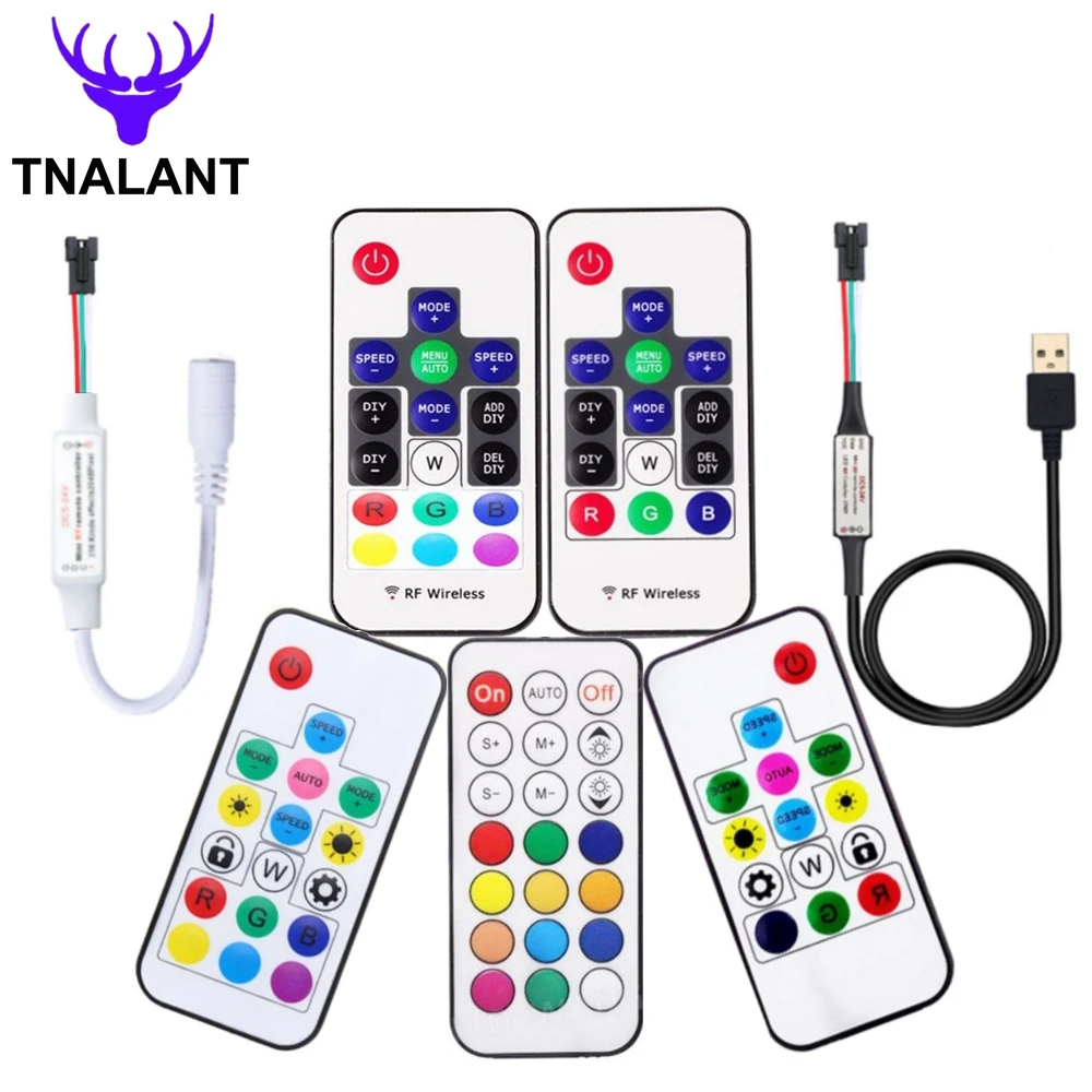 WS2811 WS2812B LED Pixel Light Strip Controller MINI 3Keys 14/17/21Keys USB/DC Led Tape Remote Controller DC5V-24